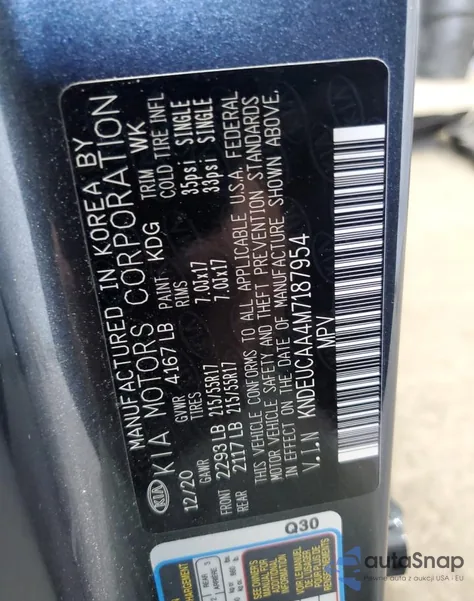 2021 Kia Seltos S z USA, uszkodzony, nr VIN KNDEUCAA4M7187954